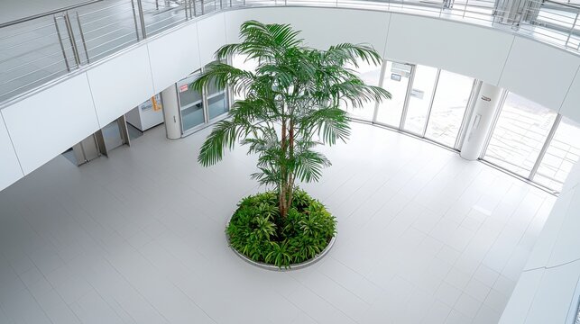 Modern Office Palm Plant Minimalist Interior Design