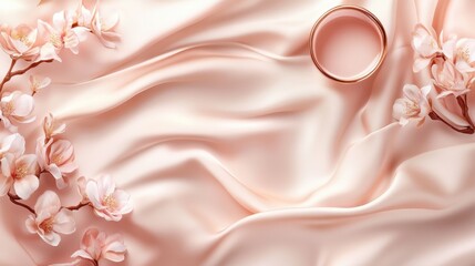 A luxurious, realistic design template featuring delicate pink silk fabric, ideal for beauty and fashion products, showcasing a sense of elegance and sophistication.