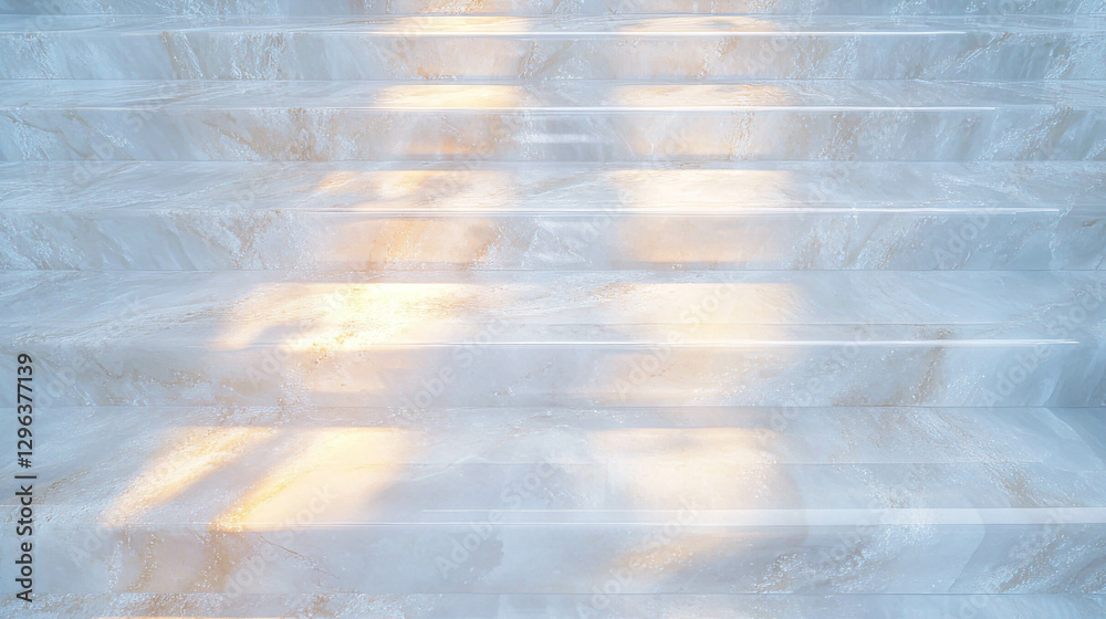Poster elegant marble staircase with polished texture and bright reflections for architectural design