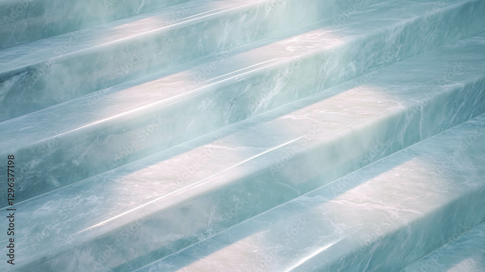 Poster polished marble staircase texture with gentle light reflections for architectural design