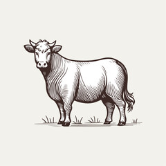 Fototapeta premium Cow Sketch Illustration