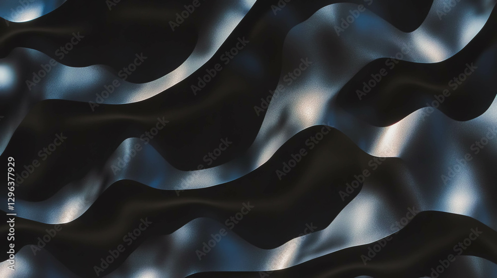 Poster Abstract metallic cutout forms with wavy patterns for modern design