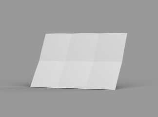 3d rendered image of a A4 sheet with square bends isolated on a light grey background