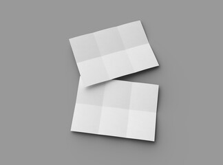 3d rendered image of a A4 sheet with square bends isolated on a light grey background
