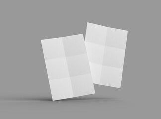 3d rendered image of a A4 sheet with square bends isolated on a light grey background