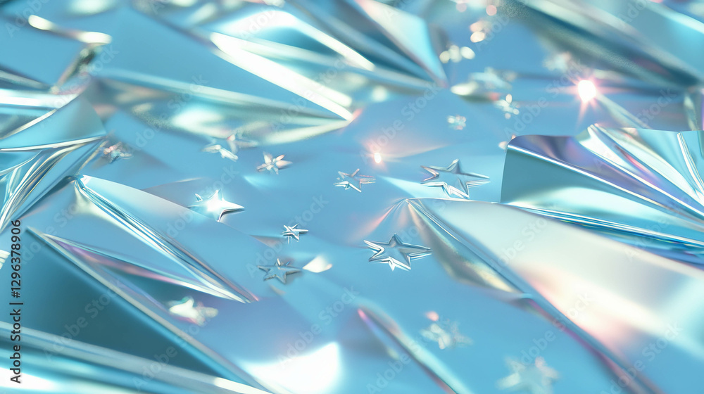 Poster Metallic star cutout background with geometric sharp edges for futuristic design