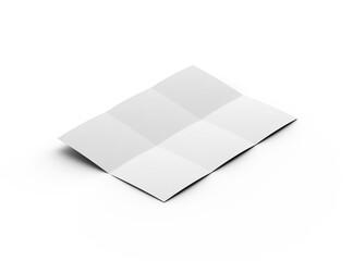 3d rendered image of a A4 sheet with square bends isolated on a transparent background