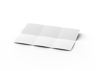 3d rendered image of a A4 sheet with square bends isolated on a transparent background