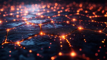 Conceptual Representation of a Smart City With Glowing Networks. Generative AI