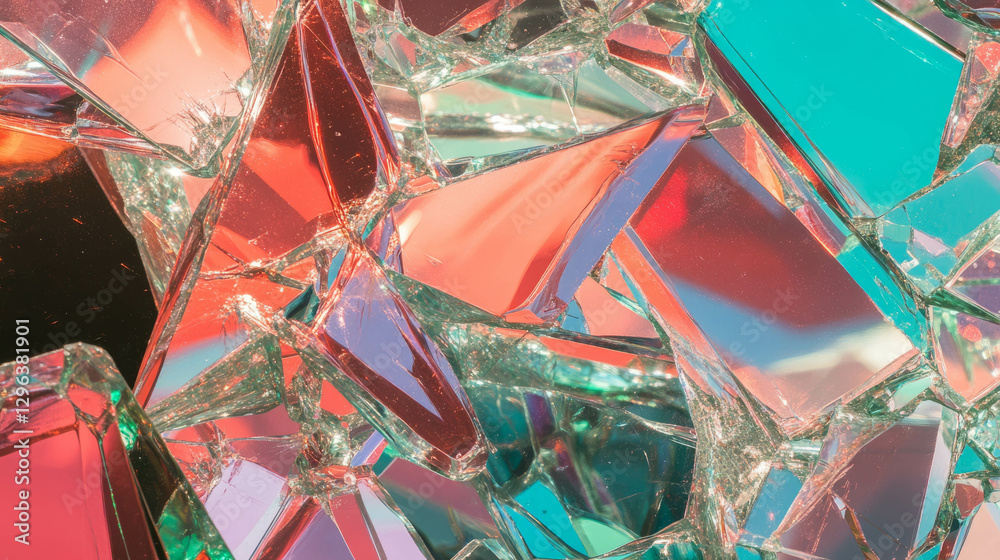 Poster vibrant abstract background with layers of colored broken glass for creative design