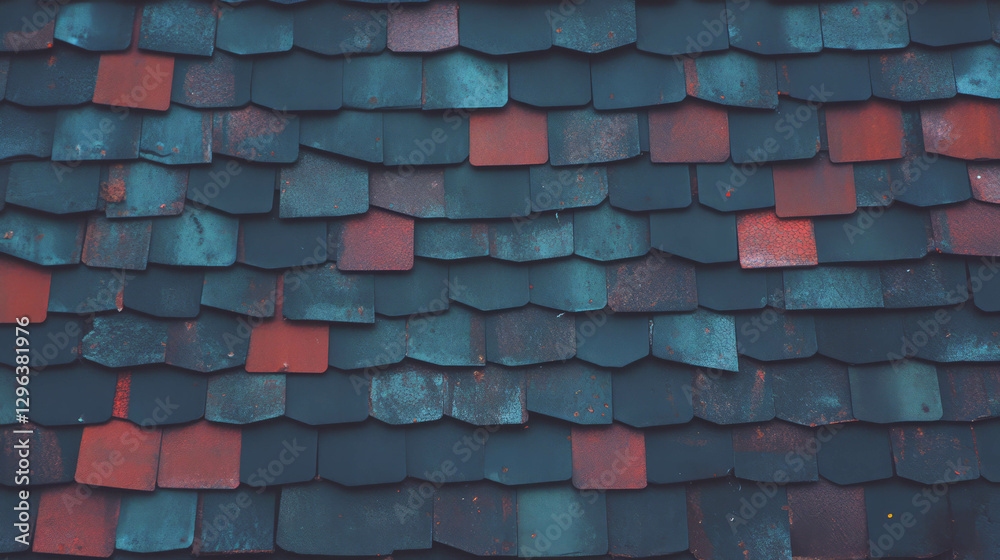 Aufkleber Textured roof shingles background with multicolored layers for architectural design