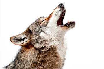 Howling Wolf Isolated on White Background