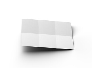 3d rendered image of a A4 sheet with square bends isolated on a transparent background
