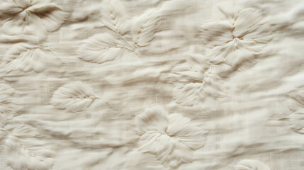 Obraz premium Elegant natural linen with subtle embroidery texture for interior design and decoration