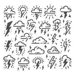 Obraz premium Simple Hand Drawn Lightning Set