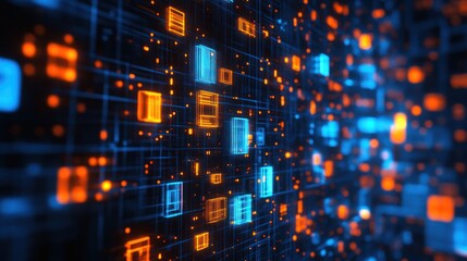 Obraz premium Digital data stream flowing, network background