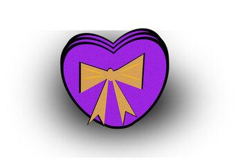 Isolated purple heart on transparent background.