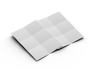 3d rendered image of a A4 sheet with square bends isolated on a transparent background