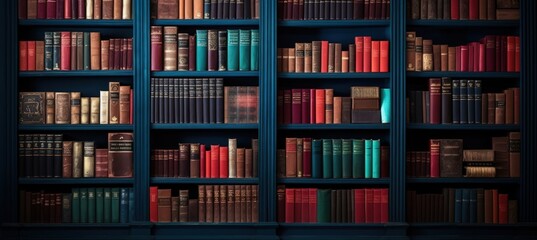 The shelf of books in library reading room in a vibrant state. AI generated