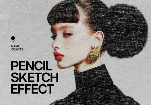Pencil Sketch Photo Effect Mockup
