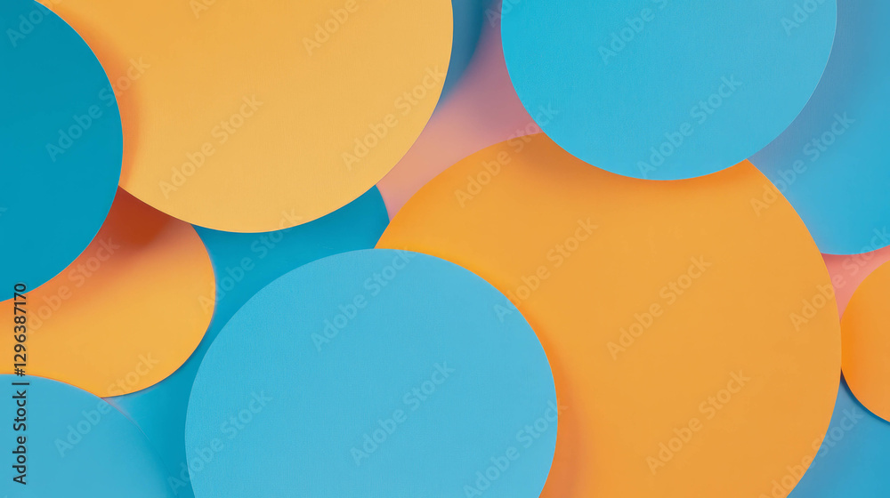 Poster Colorful abstract background with overlapping paper cutout circles for modern design