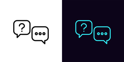 Outline live chat icon, with editable stroke. Support chat, speech bubbles with question and answer icon. Online help service, assistance chat for client, ask question, user support. Vector icon