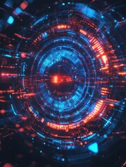 Obraz premium Artificial Intelligence illustration. Abstract technology circles. Data transfer concepts in internet. Graphic concept for your design