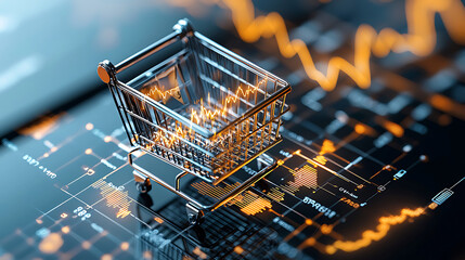 E-commerce growth insights digital market trends analysis online business data visualization dynamic environment aerial view market strategy