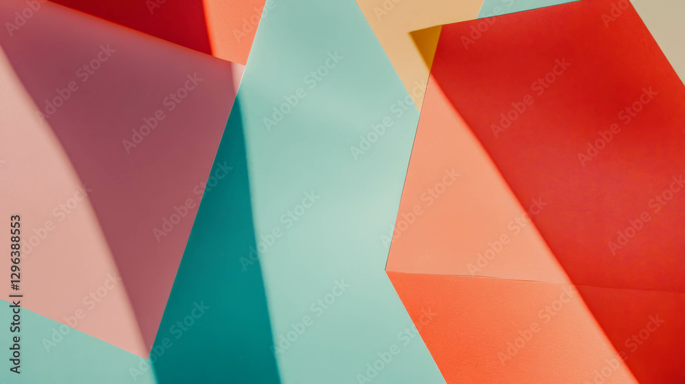 Aufkleber colorful abstract background with geometric paper cutout shapes for modern design