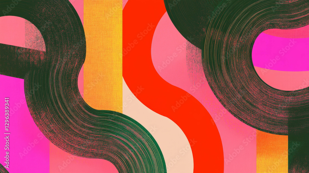 Poster Vibrant abstract background with parallel and curved lines for modern design projects
