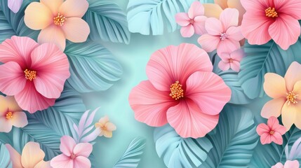 Fototapeta premium Fondo de ramas floreciendo. DiseÃ±o de primavera en colores pastel.