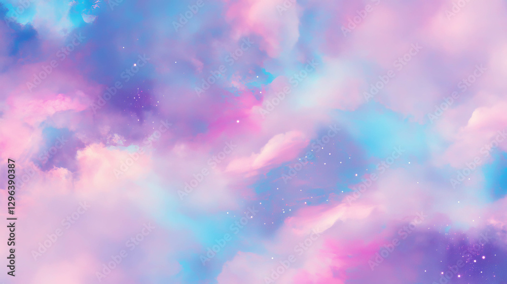 Poster dreamy pastel cloudscape with soft blurred edges for tranquil background design