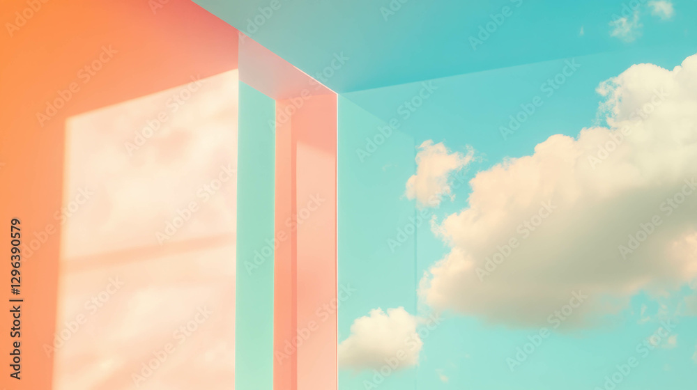Aufkleber dreamy scene of pastel colored clouds and soft light for relaxing atmosphere