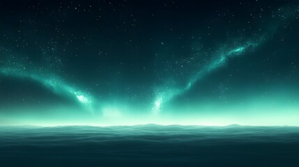 Fototapeta premium A Vibrant Glowing Sky Illuminates Gentle Ocean Water Below