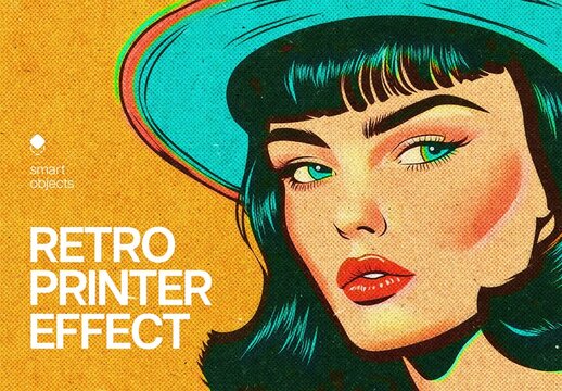 Retro Printer Design Template Mockup