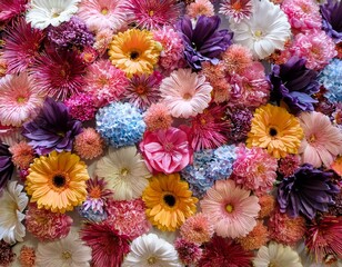 multi colored flower wall background wedding decoration close up of colorful real flowers wall background