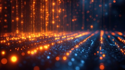 Naklejka premium Glowing Strands of DNA Represent Genomic Big Data Visualization. Generative AI