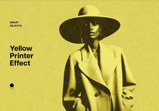 Yellow Printer Photo Effect Mockup