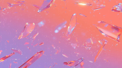 Abstract background of pink broken glass with small fragments for creative design