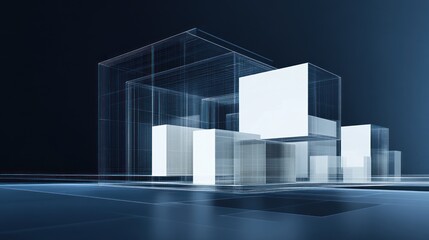 Abstract Cubes, Dark Background, Futuristic Design, Tech Concept