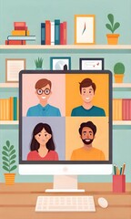 A group of students collaborating on a digital art project in an online class.