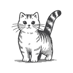 Obraz premium Simple Hand Drawn Cat Illustration with a Minimalist Style for Clean Pet Designs