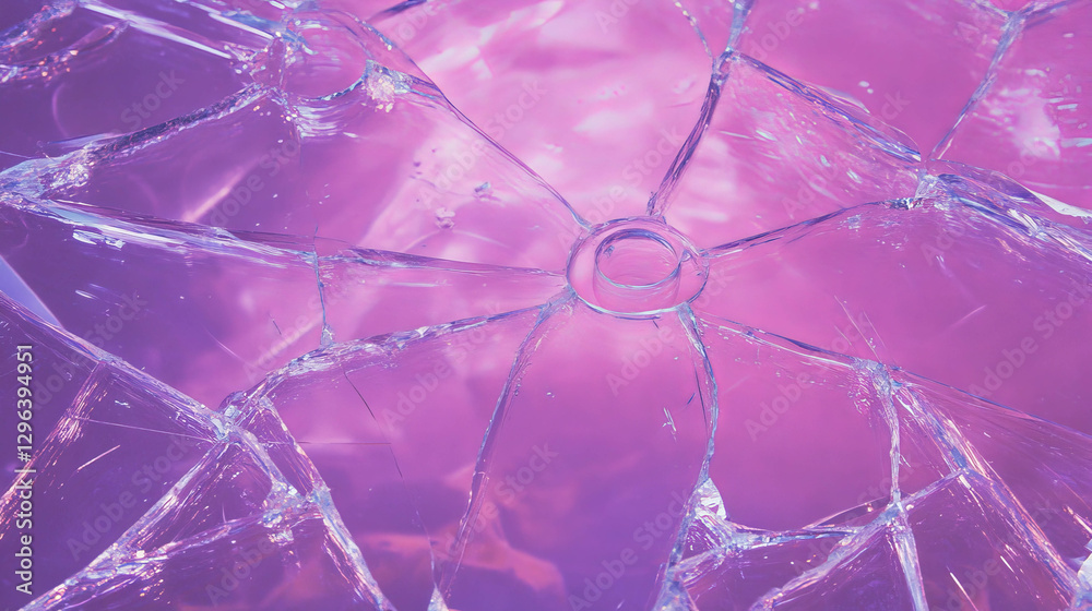 Poster abstract purple broken glass background with circular design for creative projects