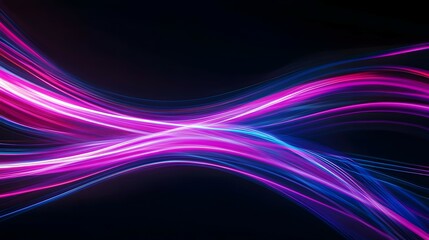 Abstract light painting background with neon pink and blue lines on a black canvas, creating dynamic patterns