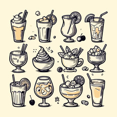 food and drink icons set