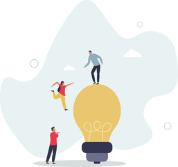 Fototapeta premium Help support team to success together, teamwork partnership to collaboration, leadership or manager to help employee reaching goal concept.flat character life .
