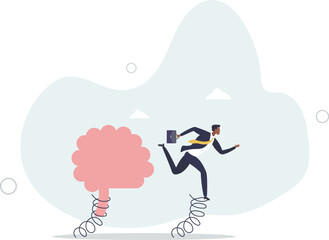 Brain intelligence, resilience or creativity to control thinking process for new idea, smart or wisdom to brainstorm, imagination to success concept.flat character life .