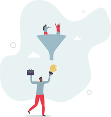 Marketing funnel or sales conversion, people or employee management, meeting brainstorm for new idea, customer purchase pipeline concept.flat character life .