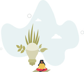 Sustainability concept illustration.reducing CO2 emission by using green energy .caring for the environment.flat character life .