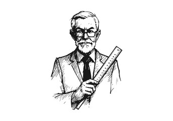 Teacher hand drawn sketch illustration vector